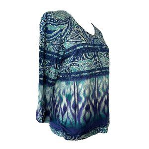 Chico's Blouse Large 2 Blue Purple 2/3 Sleeves